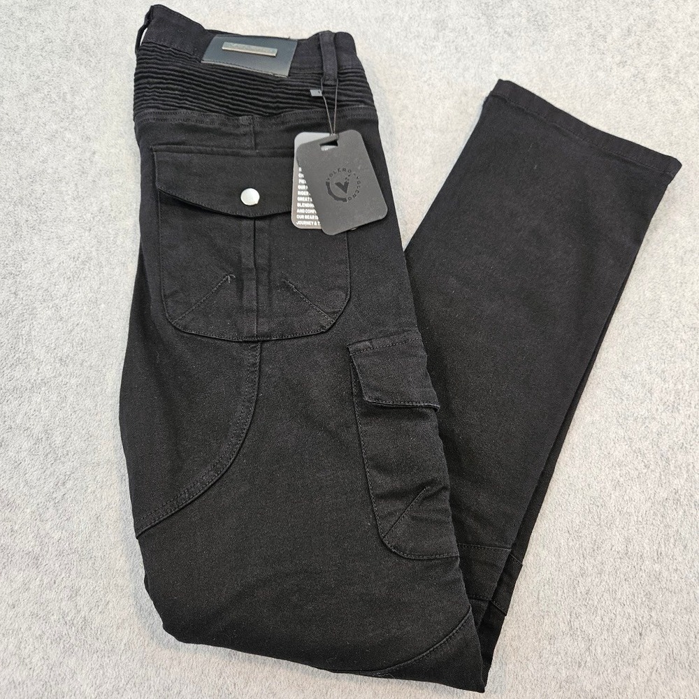 Volero Safety & Innovation Mens Black Motorcycle Riding Cargo Jeans Size S M NWT